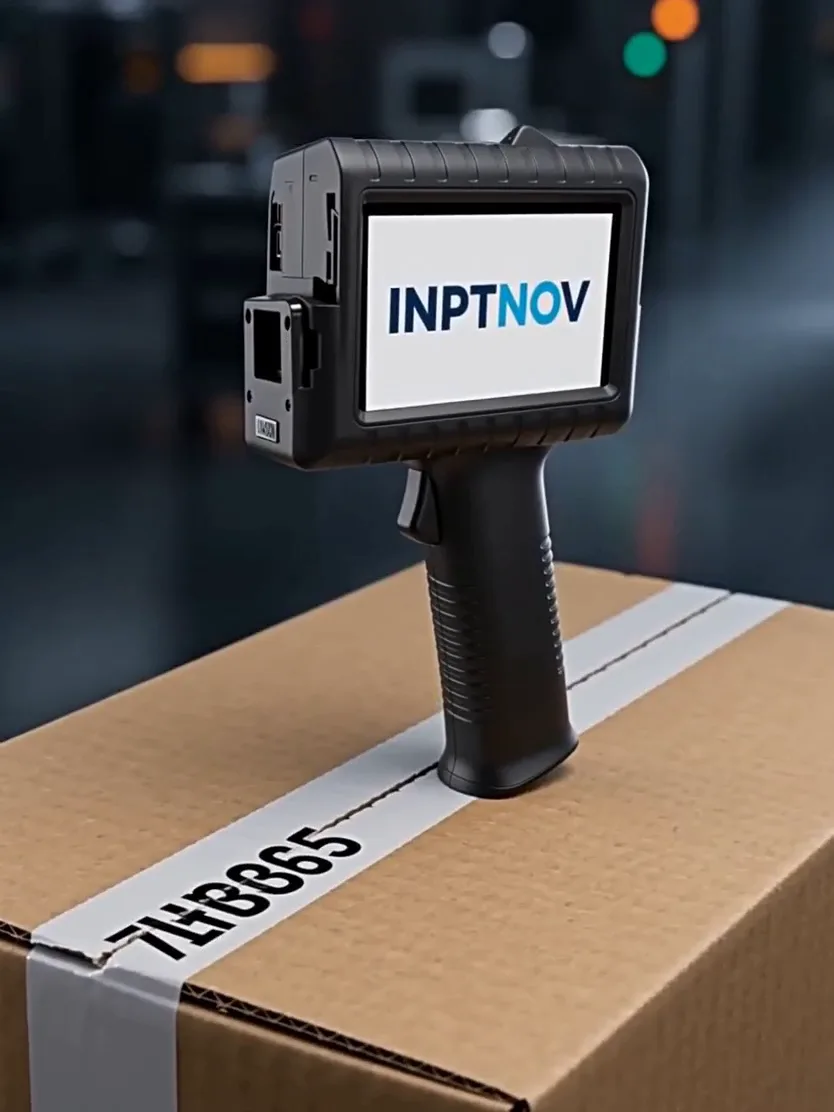 Handheld Printer. Concept, industrial inkjet
